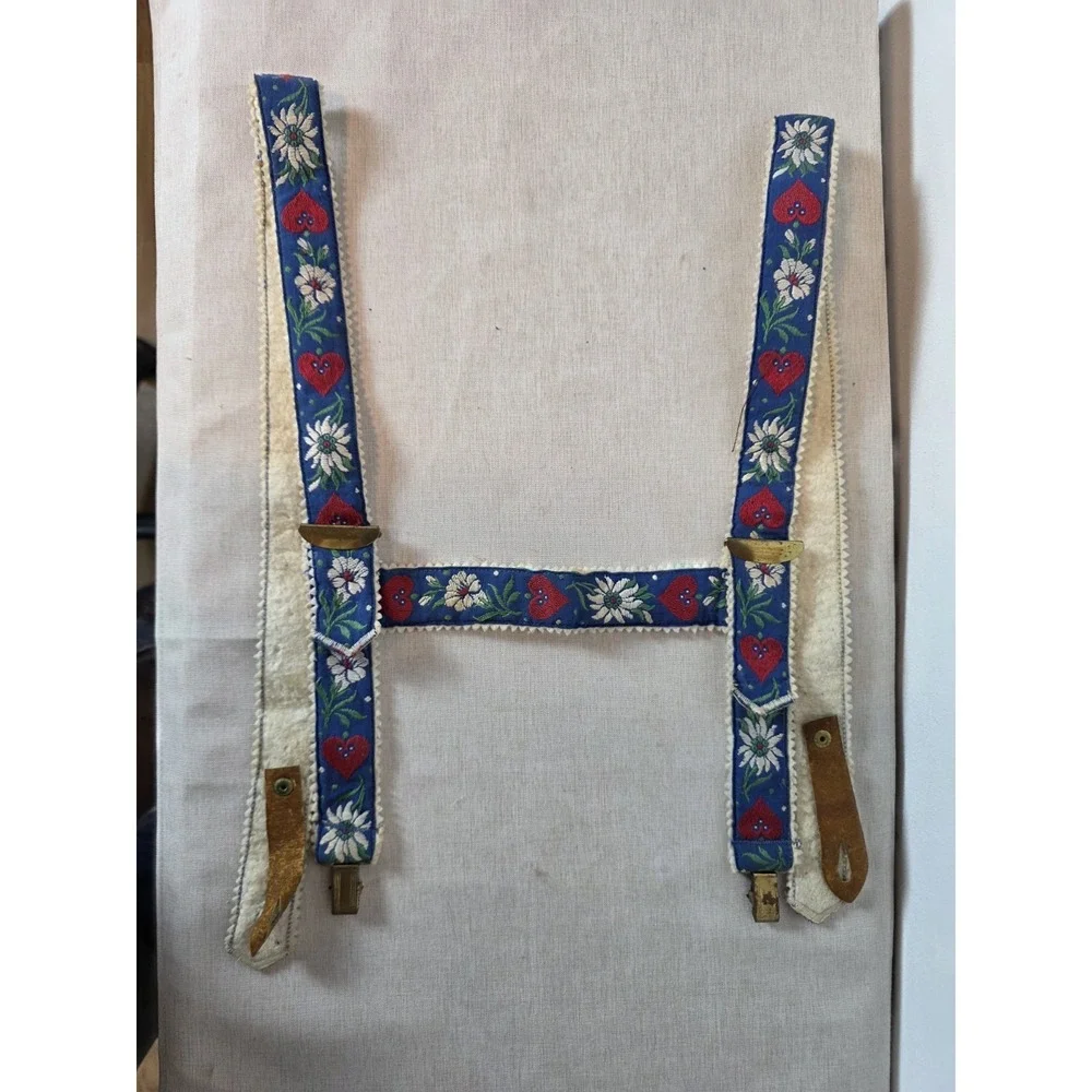 Antique Suspenders Kid's Child's Swiss or German‎ Style 1940s